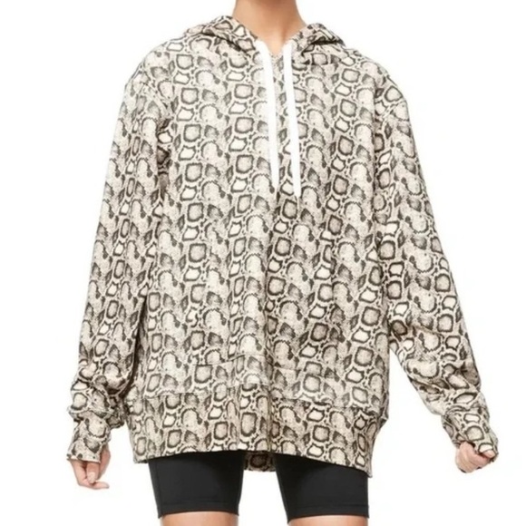 Good American Snakeskin Print Baddie Heavy Pullover Activewear Hoodie Size M - Picture 1 of 4